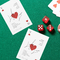 Playing Card Heart Vegas Casino Wedding Invitation | Zazzle