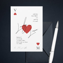 Playing Card Heart Vegas Casino Wedding Invitation | Zazzle