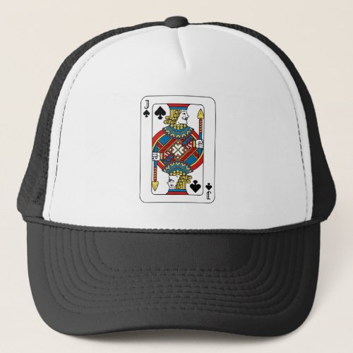 Playing Card Jack of Spades Yellow Red Blue Black Trucker Hat