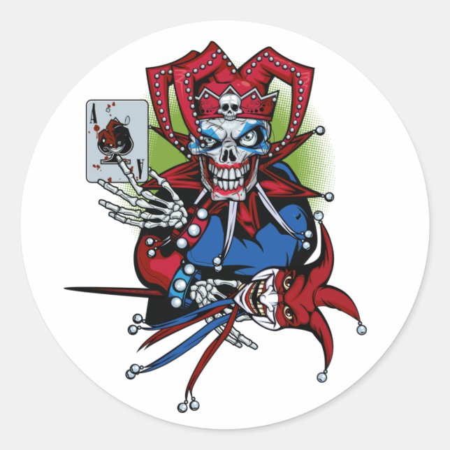 Playing card, Joker     Classic Round Sticker (Front)