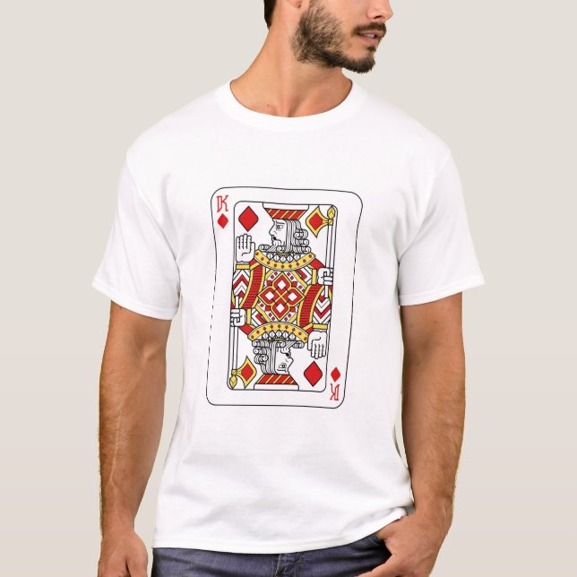 Playing Card King of Diamonds Red Yellow and Black T-Shirt (Front)
