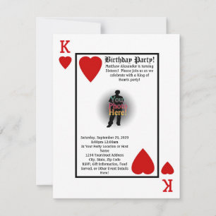 Playing Card King Photo Birthday Party Invitation