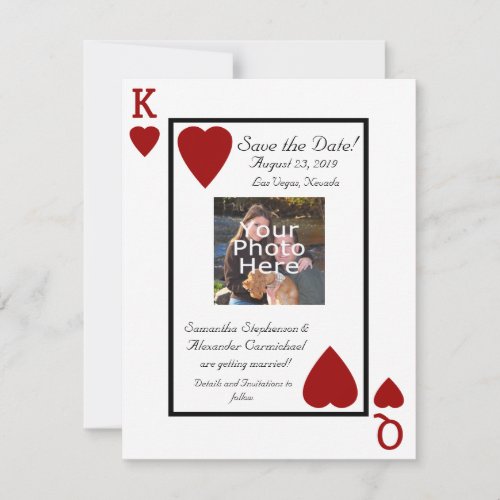 Playing Card KingQueen Photo Save the Date