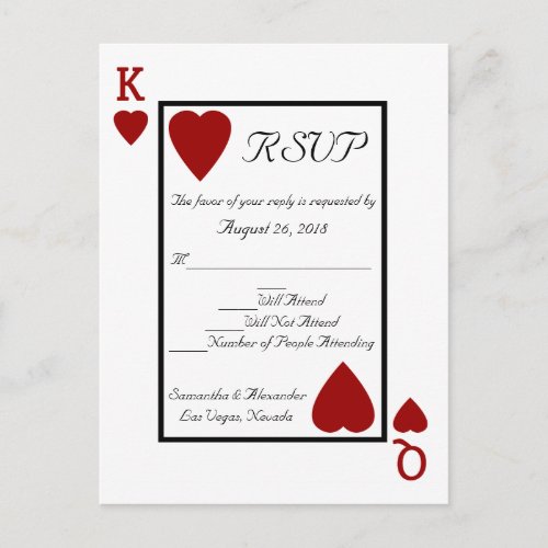 Playing Card KingQueen RSVP Reply Postcard
