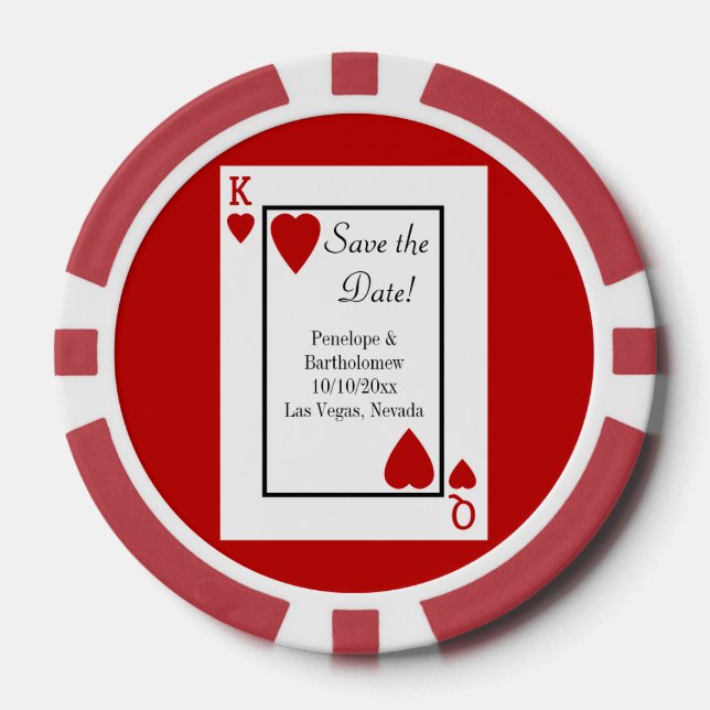 Playing Card King/Queen Save the Date Favor Poker Chips (Front)
