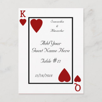Playing Card King/Queen Table Place Cards