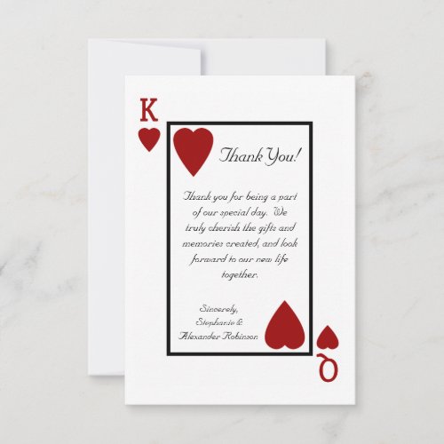 Playing Card KingQueen Thank You Notes