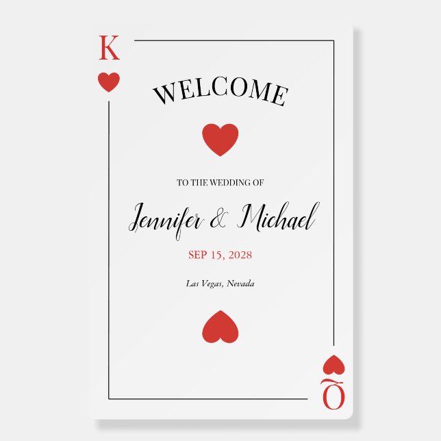 Playing Card Las Vegas Wedding Welcome Sign (Front)