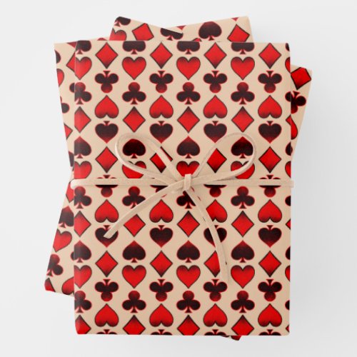 Playing card pattern wrapping paper sheets