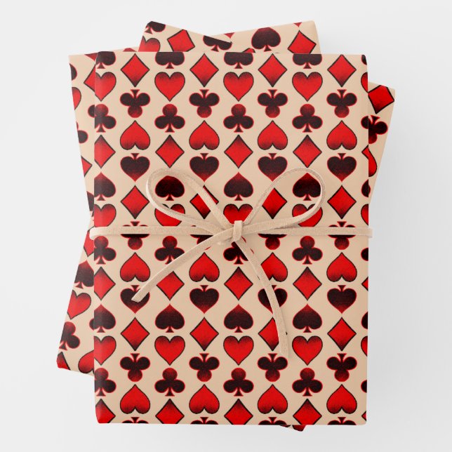 Playing card pattern wrapping paper sheets (In situ)