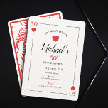 Playing Card Poker Night Casino 50th Birthday<br><div class="desc">Get ready to party like it's the roaring 20s with our Playing Card Poker Night Casino 50th Birthday invitation! This invitation is the perfect way to invite your guests to a night of fun and excitement, complete with a Great Gatsby-inspired atmosphere and all the glitz and glamour of Las Vegas....</div>