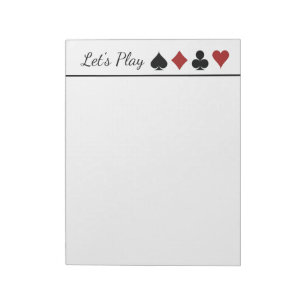 Playing Card Score Pad,  Design on Narrow Edge Notepad