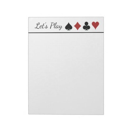 Playing Card Score Pad,  Design On Narrow Edge Notepad