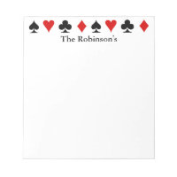 Playing Card Score Pad ~ Personalized