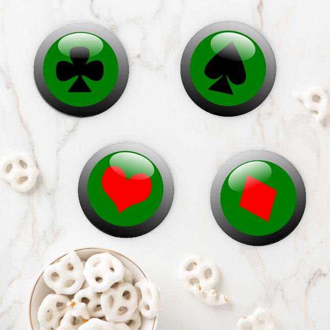 Playing Card Shape Button-Look Coaster Set (In Situ)