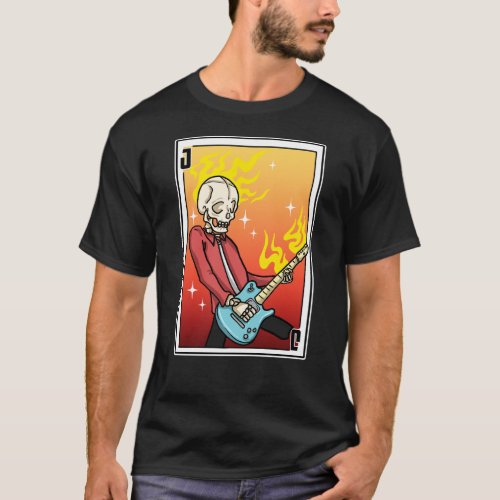 Playing Card Skeleton Playing Guitar T_Shirt