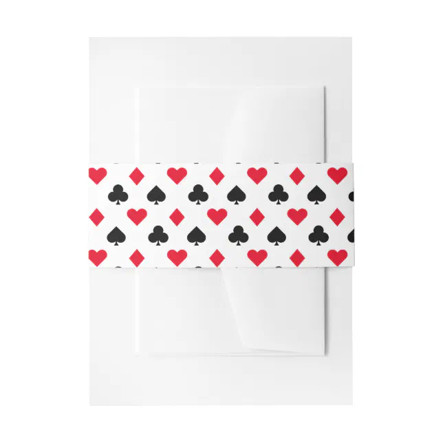 Playing Card Suit Pattern Invitation Belly Band | Zazzle