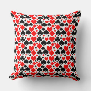 Playing Card Suit Pattern Throw Pillow
