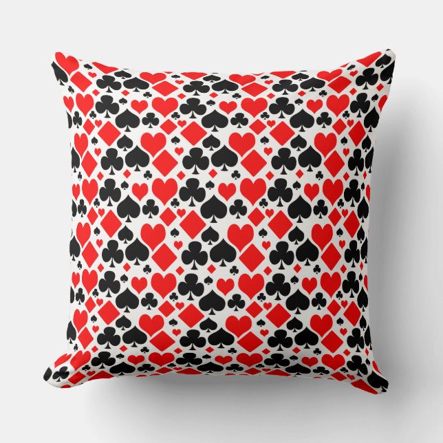 Playing Card Suit Pattern Throw Pillow (Front)
