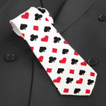 Playing Card Suit Pattern White Neck Tie<br><div class="desc">Red,  black and white playing card suit pattern necktie.  Great for casino themed parties.</div>