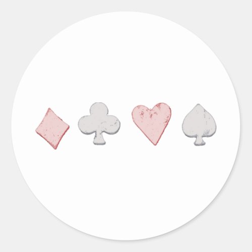 Playing Card Suit Row Classic Round Sticker