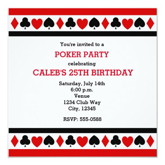 Playing Card Suites Casino Poker Party Invitations Zazzle Com