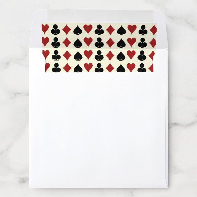 Playing Card Suits Black Ivory Las Vegas Wedding Envelope Liner (In Envelope)