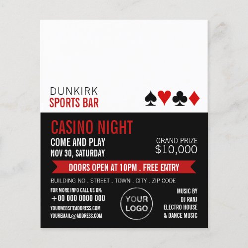 Playing Card Suits Casino Night Gaming Industry Flyer