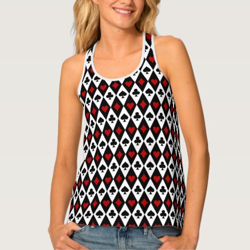Playing Card Suits Casino Womens Tank Top