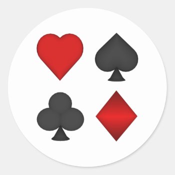 Playing Card Suits: Classic Round Sticker by spiritswitchboard at Zazzle