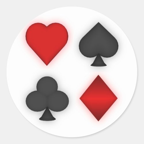 Playing Card Suits Classic Round Sticker