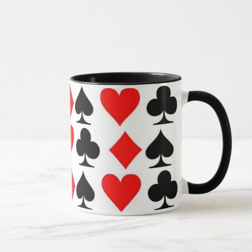 Playing Card Suits Clubs Hearts Spades Diamonds Mug