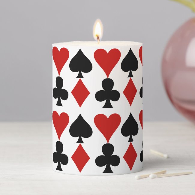 Playing Card Suits Design Pillar Candle