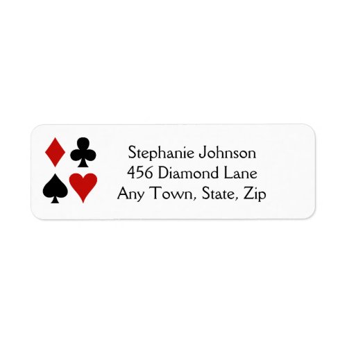 Playing Card Suits Design Return Address Label