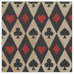 Playing Card Suits on Black and Tan Fabric