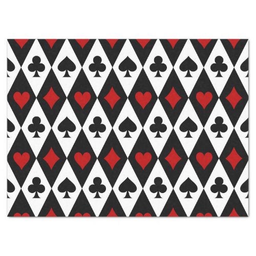 Playing Card Suits on Black and White Decoupage Tissue Paper