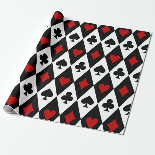 Playing Card Suits on Black and White Wrapping Paper