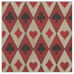 Playing Card Suits on Red and Tan Fabric