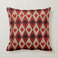 Playing Card Suits on Red and Tan