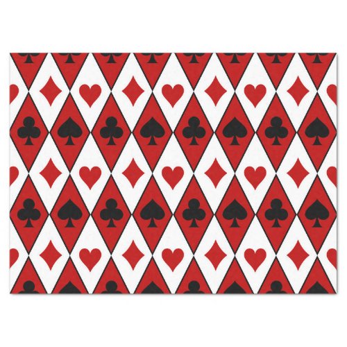 Playing Card Suits on Red and White Decoupage Tissue Paper