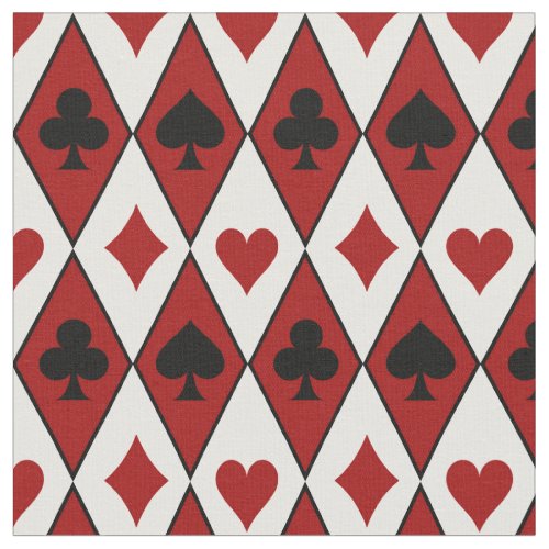 Playing Card Suits on Red and White Fabric