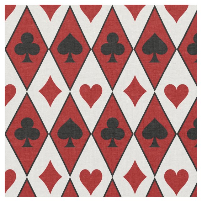 Playing Card Suits on Red and White Fabric (Close Up)