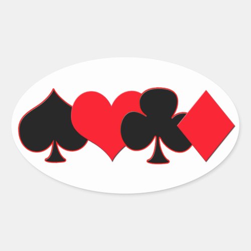 Playing Card Suits Oval Sticker