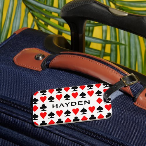 Playing Card Suits Pattern Personalised Luggage Tag