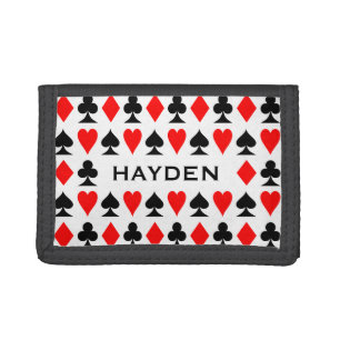 Playing Card Suits Pattern Personalised Trifold Wallet