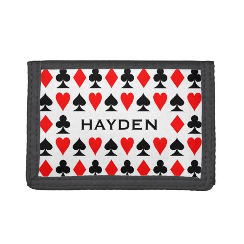 Playing Card Suits Pattern Personalised Trifold Wallet