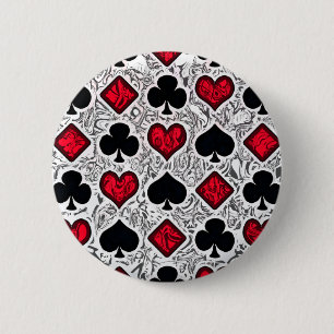 PLAYING CARD SUITS PINBACK BUTTON