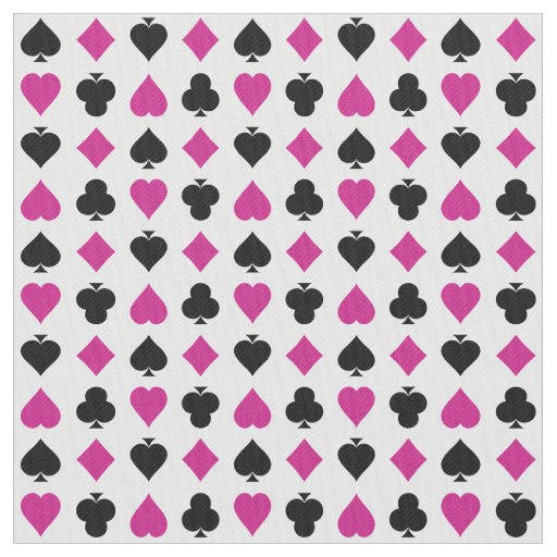 Playing Card Suits Pink and Black Fabric
