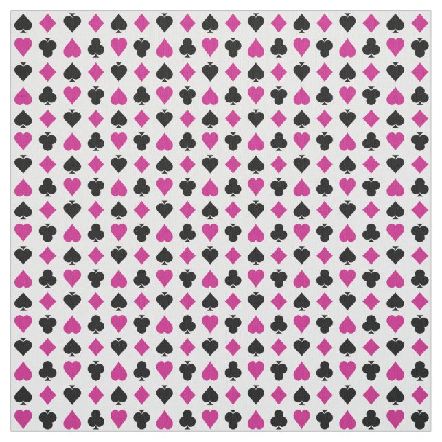 Playing Card Suits Pink and Black Fabric (Swatch)