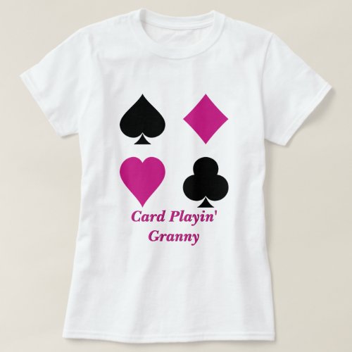 Playing Card Suits Pink and Black T_Shirt